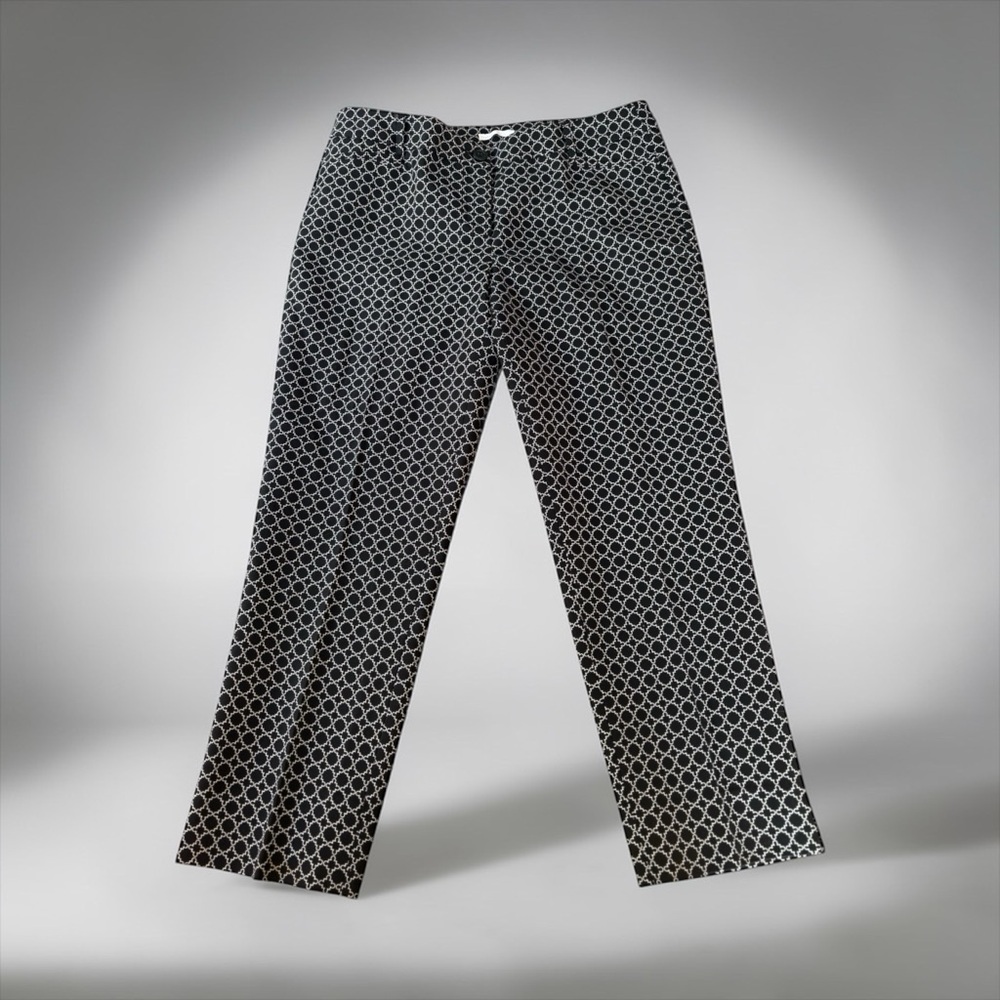 NEW, Dalia, Capri Pants, Black White Geometric Print, Size 10, Stretch